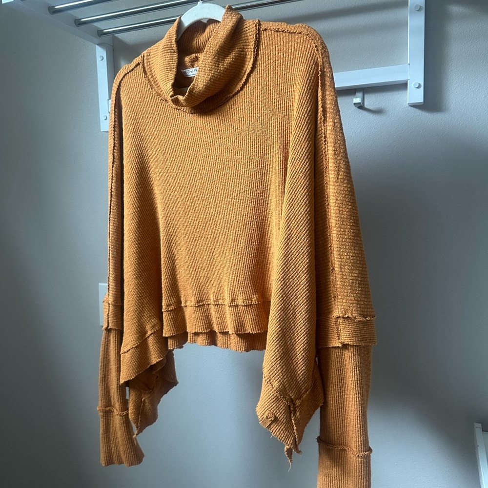 Free People We The Free Ottoman Thermal Tunic | Cowl Neck | Large | Rust